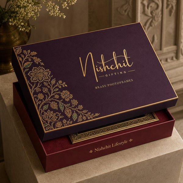 Nishchit floral gift box with brass tumblers